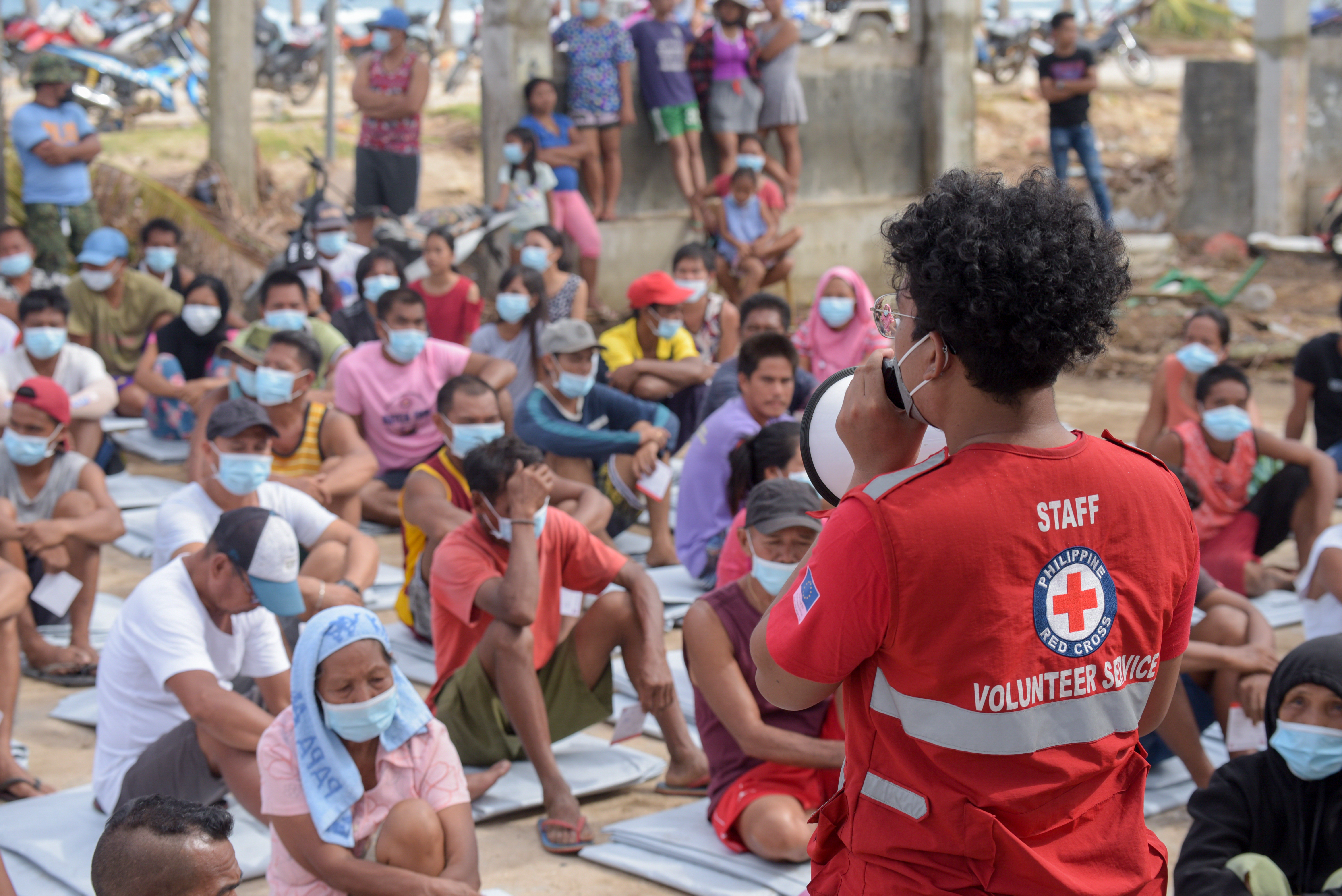 Philippine Red Cross volunteer during response to Typhoon Rai