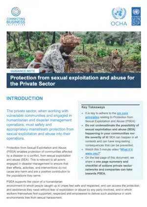 Guidance Note: Protection against sexual exploitation and abuse for the private sector